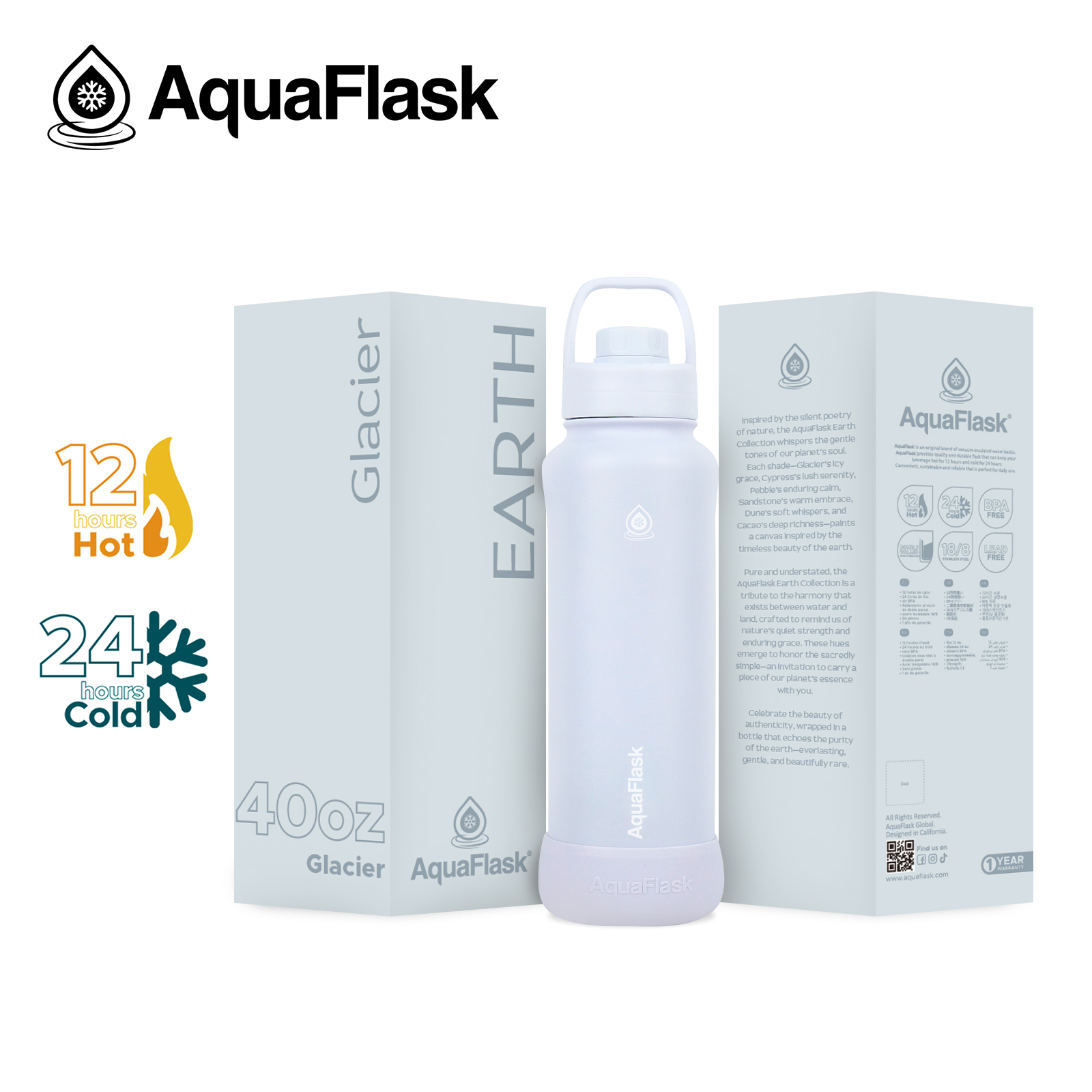 AquaFlask Original Earth 1182ml (40oz) Glacier aquaflask.nl