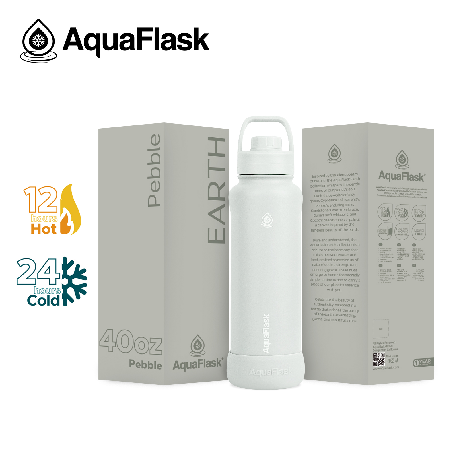 AquaFlask Original Earth 1182ml (40oz) Pebble aquaflask.nl