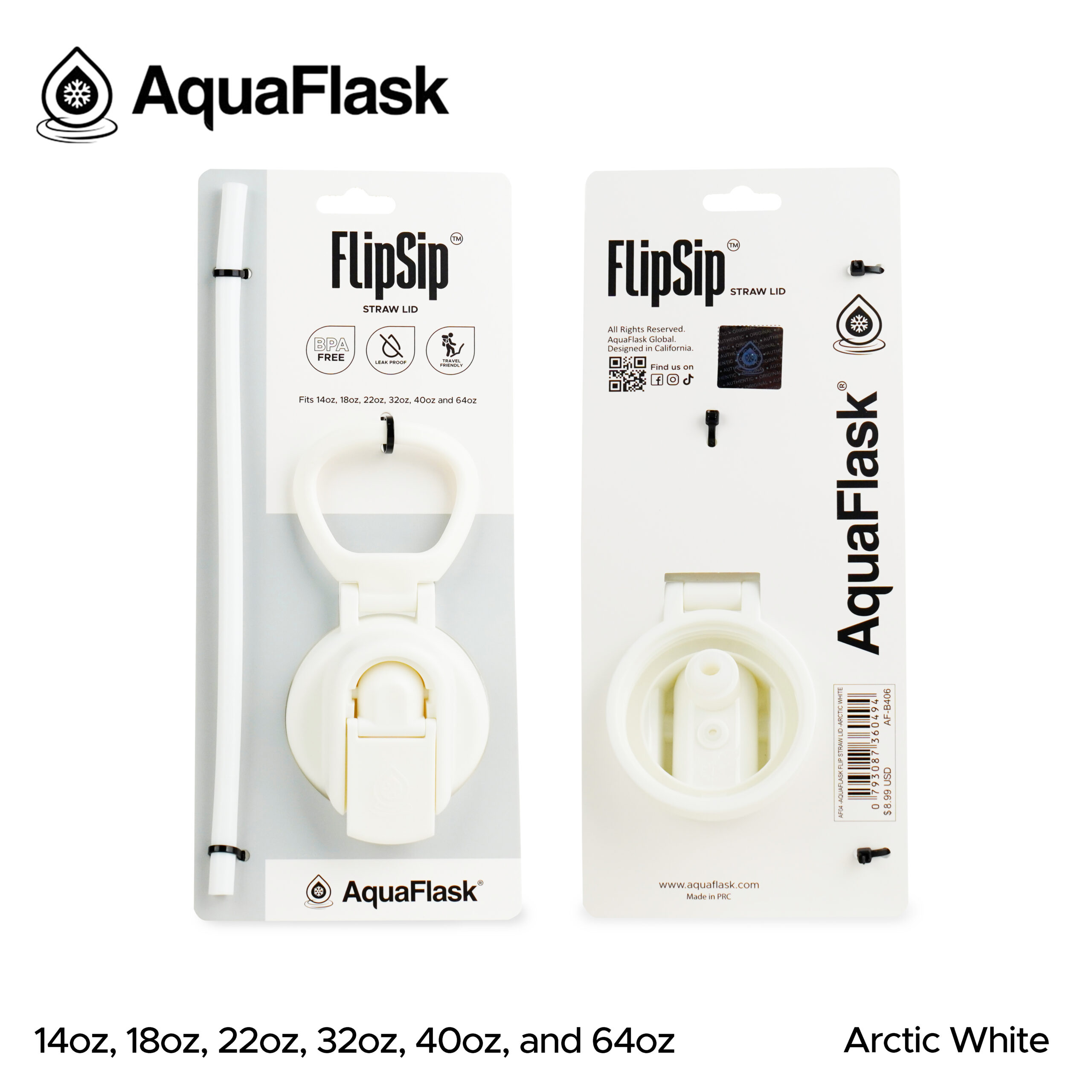 AquaFlask Flip Sip Straw Lid Arctic White aquaflask.nl